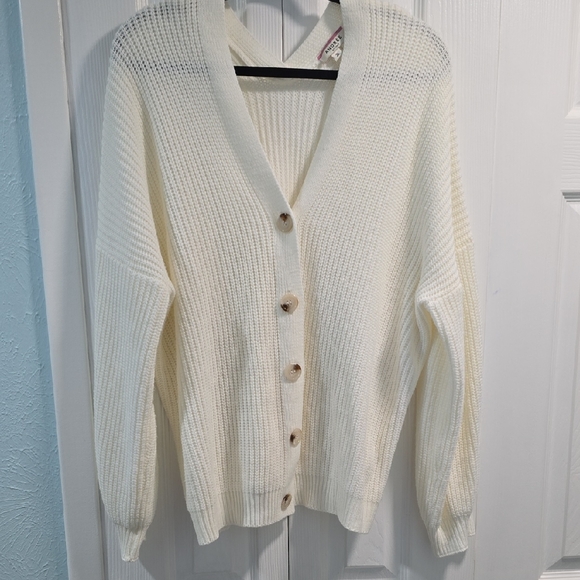 Andree Women's Cream Button-Up Cardigan - Picture 1 of 12